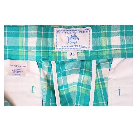 SOUTHERN TIDE THE SKIP JACK Green & White Plaid Shorts - Men's 38 - Picture 5 of 6